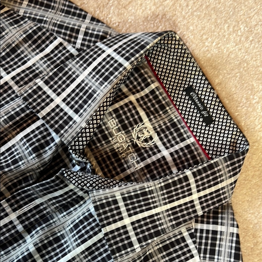 Bugatchi Men's Black and White Checkered‎ Shirt